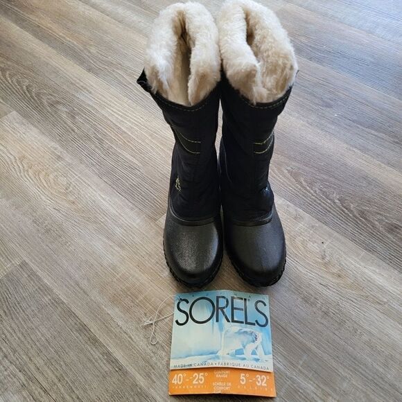 VINTAGE Kaufman Sorel Black Boots size 5 NWT - Picture 1 of 6